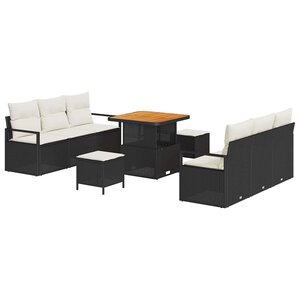 vidaXL Ensemble de canapé de jardin 9 Pièces Noir Poly rotin