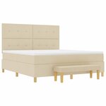 vidaXL Lit à ressorts avec tête de lit Crème 200 x 180 cm tissu