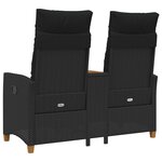 vidaXL Banc inclinable avec table 2 -Seater 126 x 65 x 112 cm Noir