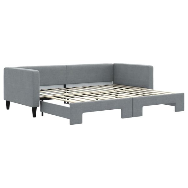 vidaXL Lit de jour avec lit gigogne gris clair 90x200 cm tissu