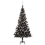 vidaXL Arbre de Noël artificiel pré-éclairé et boules noir 210 cm PVC