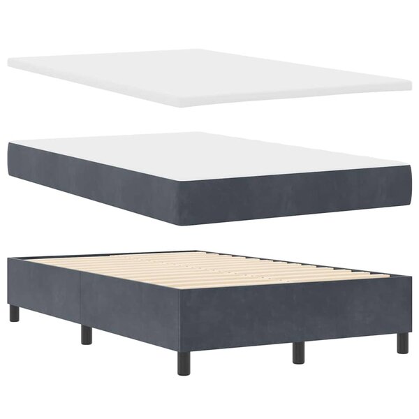 vidaXL Lit à ressorts avec matelas Gris foncé 120 x 190 cm Velours