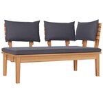 vidaXL Ensemble de banc de jardin avec coussin 4 Pièces Marron et gris