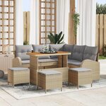 vidaXL Ensemble de canapé de jardin 9 Pièces Beige  Gris clair