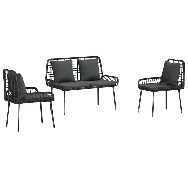 vidaXL Ensemble de salle à manger pour jardin 3 Pièces Noir et anthracite