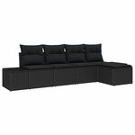 vidaXL Ensemble de canapé de jardin 5 Pièces Noir Poly rotin