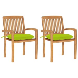 vidaXL Chaises de jardin lot de 2 avec coussins vert vif Teck massif