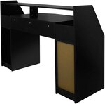 Bureau informatique multi rangements 123 cm MDF design moderne d'ordinateur PC table d'étude noir