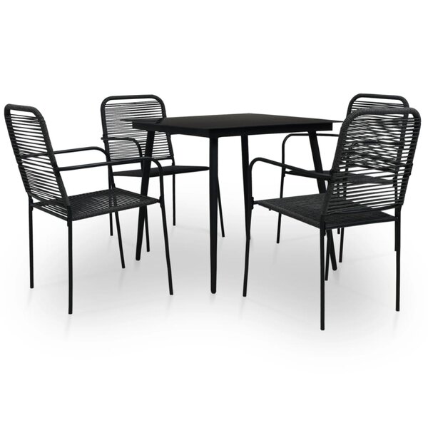 vidaXL Ensemble à manger d'extérieur 5Pièces Corde en coton et acier Noir
