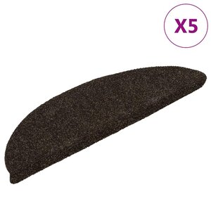 vidaXL Tapis d'escalier auto-adhésifs 5 pièces 56 x 17 x 3 cm Marron foncé Demi-rond