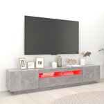 vidaXL Meuble TV avec lumières LED Gris béton 200x35x40 cm
