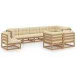 vidaXL Salon de jardin 9 Pièces avec coussins Bois de pin massif