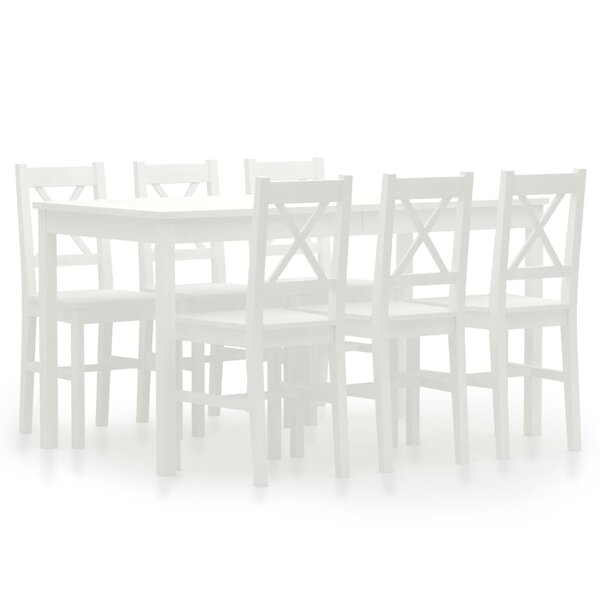 vidaXL Ensemble de salle à manger 7 Pièces Pinède Blanc