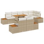 Ensemble de Canapés de Jardin 9 pièces vidaXL avec coussins Beige Poly Rattan