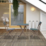 Ensemble meubles de jardin design table carré et chaises pliables résine tressée imitation rotin marron