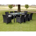 vidaXL Ensemble à manger d'extérieur 9Pièces coussins résine tressée noir