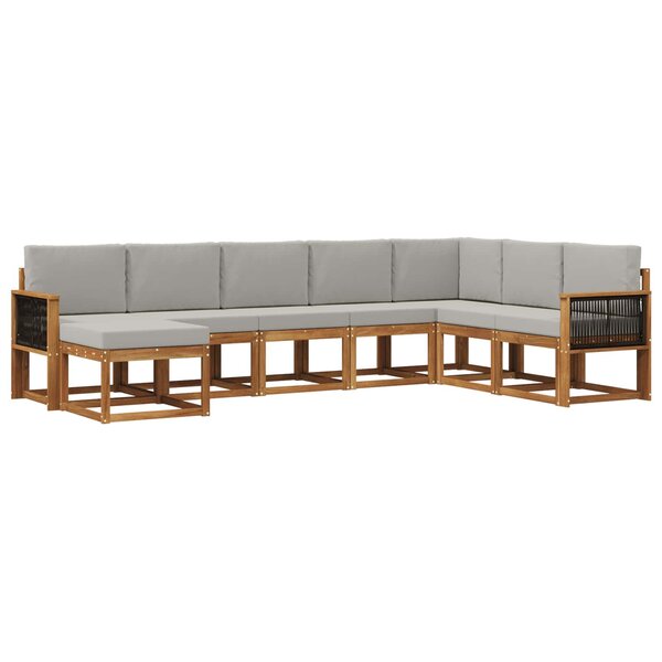 vidaXL Ensemble de canapés d'extérieur 8 Pièces Naturel et gris clair
