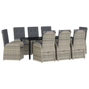 vidaXL Ensemble de salle à manger pour jardin 9 Pièces Gris polyrotin