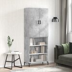 vidaXL Buffet haut Gris béton 69 5x34x180 cm Bois d'ingénierie