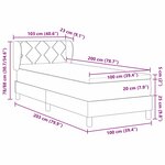 Lit à ressorts vidaXL avec matelas - Gris clair  100x200 cm  Tissu