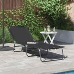 vidaXL Chaise longue pliante 1-personne Noir 56 x 189 x 87 cm tissu