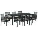 vidaXL Ensemble de salle à manger pour jardin 9 Pièces Noir