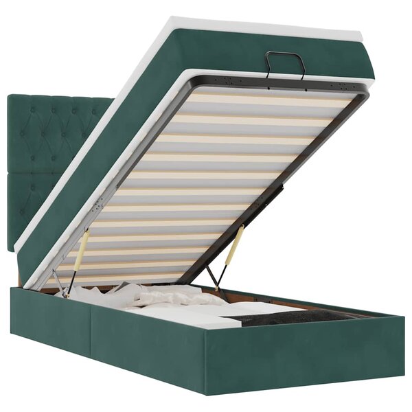 vidaXL Cadre de lit ottoman avec matelas vert foncé 90x200 cm velours