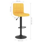 vidaXL Tabouret de bar Jaune moutarde Tissu