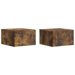 vidaXL Cabinet de chevet mural 2 Pièces Chêne fumé 49 x 34 5 x 20 cm