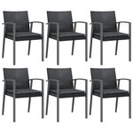 vidaXL Chaises de jardin et coussins lot de 6 noir 56 5x57x83 cm rotin