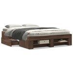 vidaXL Cadre de lit chêne marron 135x190 cm bois d'ingénierie