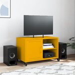 vidaXL Meuble TV jaune moutarde 68x39x43 5 cm acier