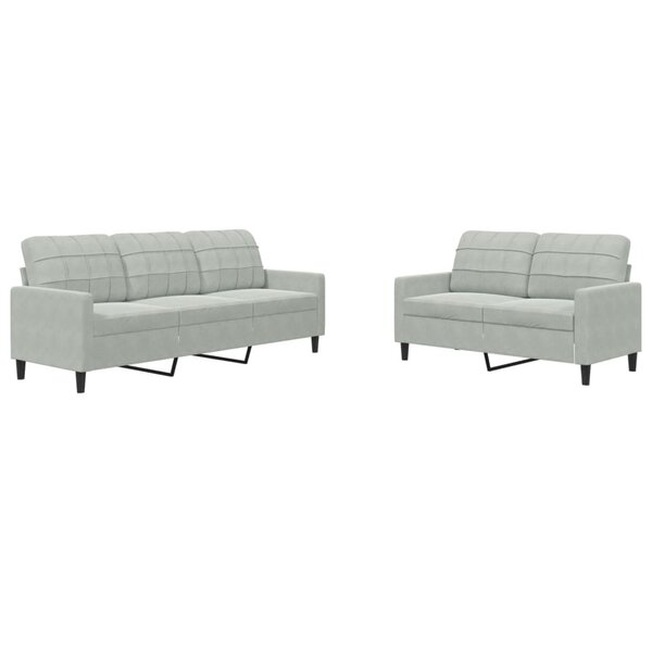 vidaXL Ensemble de canapés 2 Pièces avec coussins Gris clair Velours