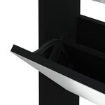 vidaXL Armoire à chaussures avec miroir 3 niveaux Noir 63x17x102 5 cm