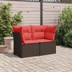 vidaXL Canapé de jardin avec coussins 2 places en résine tressée marron