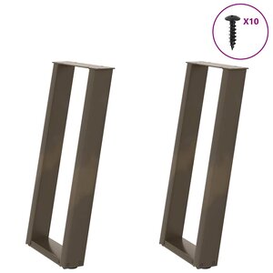 vidaXL Pieds de table console en U  2 pièces  acier naturel  28 x (72-73) cm