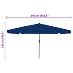 vidaXL Parasol de jardin Azur 395 x 395 x 245 cm Polyester  Acier
