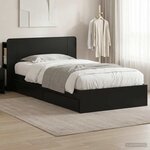 vidaXL Cadre de lit avec rangement Noir 90 x 190 cm Bois d'ingénierie