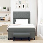 vidaXL Lit à ressorts avec matelas et banc gris foncé 120x200 cm en tissu