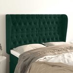 vidaXL Tête de lit avec oreilles Vert foncé 163x23x118/128 cm Velours
