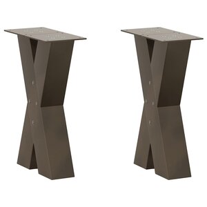 vidaXL Pieds de table basse en forme de X  2 pièces  acier naturel  38 x (42-43) cm