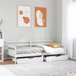 vidaXL Lit de jour et tiroirs sans matelas blanc 90x190 cm bois massif