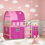 vidaXL Lit mezzanine enfants avec tunnel sans matelas rose 90x190 cm