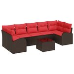 vidaXL Ensemble de canapé de jardin 8 Pièces Beige Rouge 55 x 55 x 37 cm