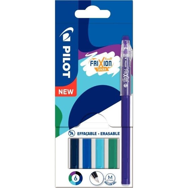 Pochette de 6 rollers frixion ball stick tons froids PILOT