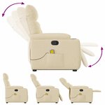 vidaXL Fauteuil inclinable de massage Crème Tissu