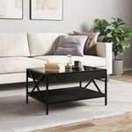 vidaXL Table basse avec LED infini noir 70x50x38 cm