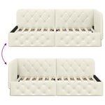 vidaXL Cadre de lit d'angle avec tête de lit Crème 90 x 200 cm Velours