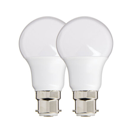Lot de 2 ampoules led a60  culot b22  10w cons. (60w eq.)  lumière blanc neutre