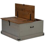 vidaXL Coffre de rangement HALDEN gris 91x91x47 cm bois massif pin